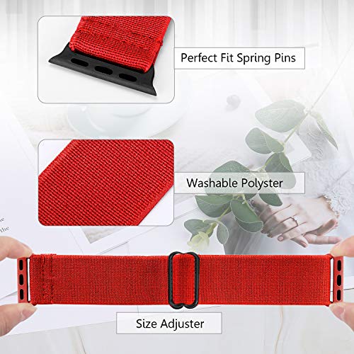 Image of 5 PACK Nylon Elastic Band Compatible with Apple Watch Bands 38MM 40MM 41MM 42MM 44MM 45MM for Women Men,Bold Adjustment Buckle iWatch Band for Series 8 /7 /6 /5 /4 /3 /2 /1 /SE