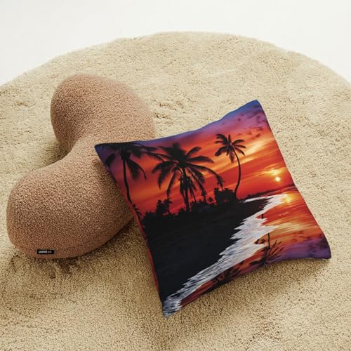 Housse de coussin velours côtelé 50x50 cm motif palmiers crépuscule - 7