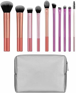 Real Techniques Blends Set, 10 Makeup Brushes & Beauty Bag