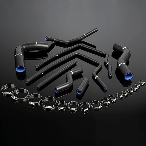PIT66 Kit de manguera de radiador de silicona, compatible con Subaru Impreza GC8 GF8 STI EJ20 WRX 1996-2000, color negro con abrazaderas