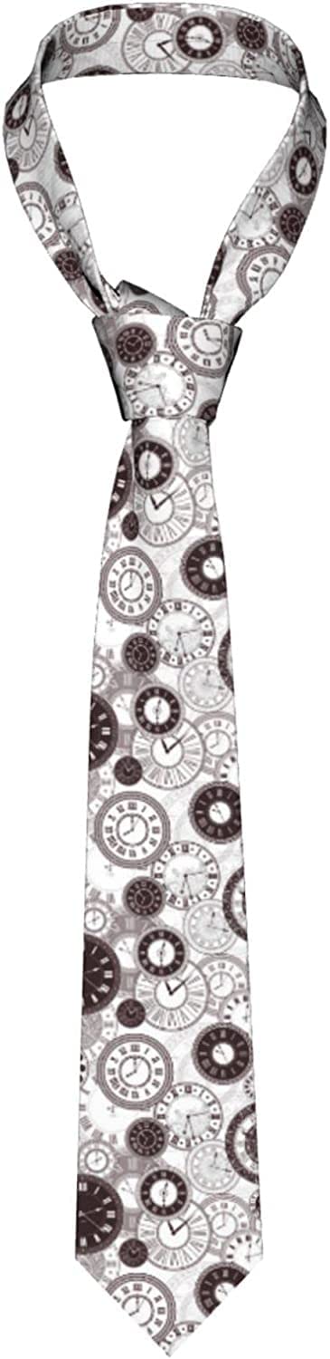 Torribala Mens Ties Retro Clock Pattern Men's Neckties Polyester Novelty Skinny Tie For Wedding Party Groom Groomsmen