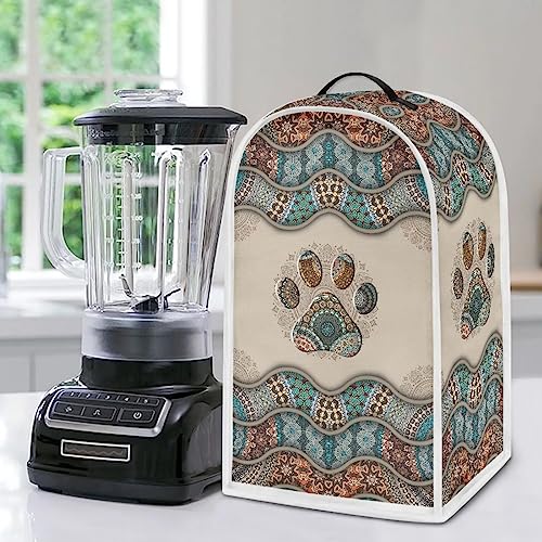 Image of Talayituse Boho Paw Print Blender Dust Cover, Fingerprint Protection Cover for Stand Mixer or Coffee Machine, Home Kitchen Appliance Cover for Stain Dust Resistant Supplies