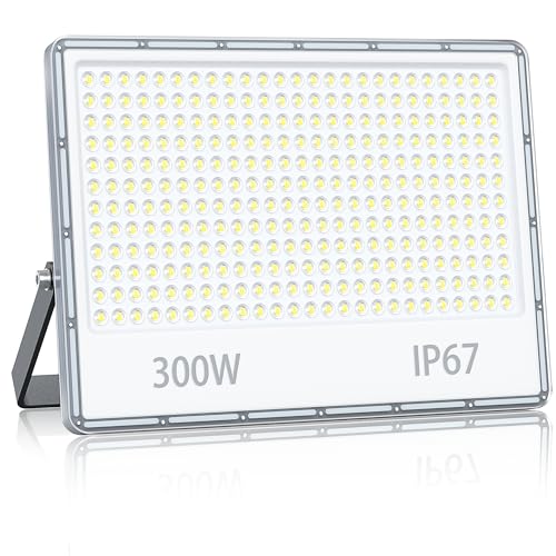 YIQIBRO Faretti a LED da Esterno Faretto LED da Esterno 300W 30000LM 1 Pezzi, Impermeabile IP67 Faretto a LED da Esterno, 7000K Bianca Fredda Fari a LED per Patio, Giardino, Terrazza