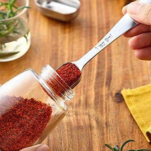 Mekbok Heavy Duty Stainless Steel Metal Measuring Spoons For Dry Or Liquid, Fits In Spice Jar, Set Of 6 #TOP1