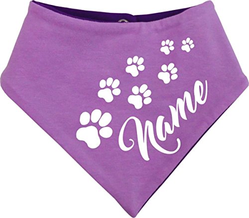 beidseitiges Multicolor Hunde Wende- Halstuch (Fb: lila-Pflaume) (Gr.4 - HU 45-52 cm) mit dem Namen Ihres Tieres