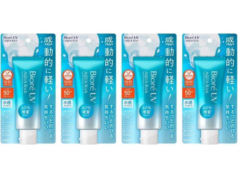 Biore UV Aqua Rich Sunscreen Water Essence SPF50+ PA++++ 2.36floz(70g) Set Of 4
