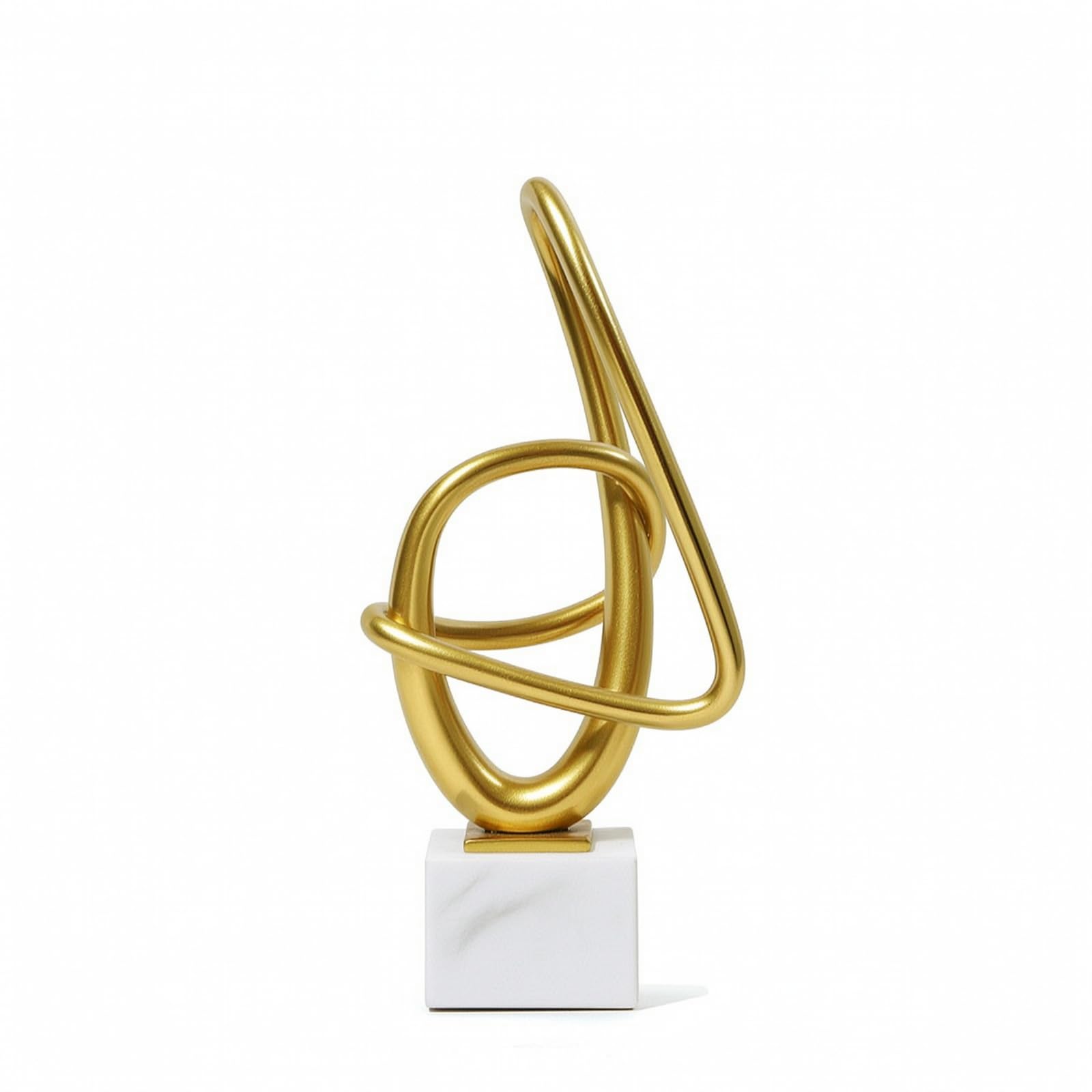 Figura Decorativa con Pedestal Minimalista Escultura Conceptual Compacto Estatua para Estantería, Oficina, 14.5 X 10 X 30 Cm, Escultura Abstracta Dorada