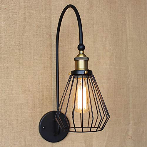Applique murale rétro en fer forgé avec douille E27 pour ampoule vintage à filament