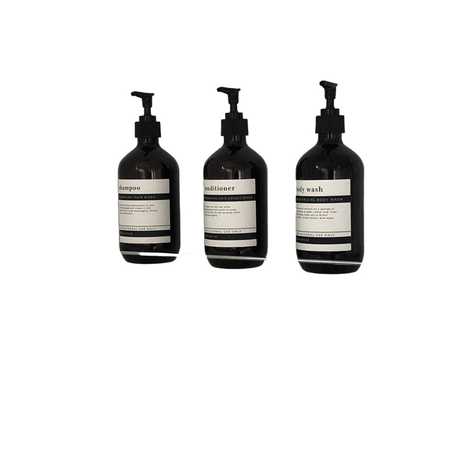 3 Stück Bernsteinfarbene Shampoo-Leerflasche Mit Pumpe | Duschgelspender for Badezimmerspülung(Amber bottle set)