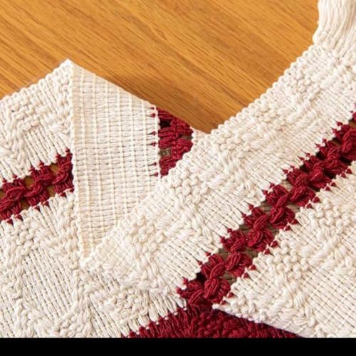Image of HomeCloud Croshia Woven Table placemat - Heat Resistant, Washable Table Decoration for Dining, Office, Kitchen, Hotel, and Home (Runner White Maroon, Set of 4)
