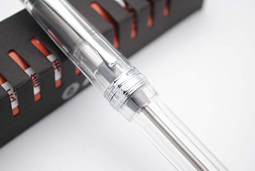 Miniatura 3 de czxwyst 699 Pluma estilográfica de llenado de vacío de presión negativa Caja original (transparente con clip plateado, punta media 0.028 in)