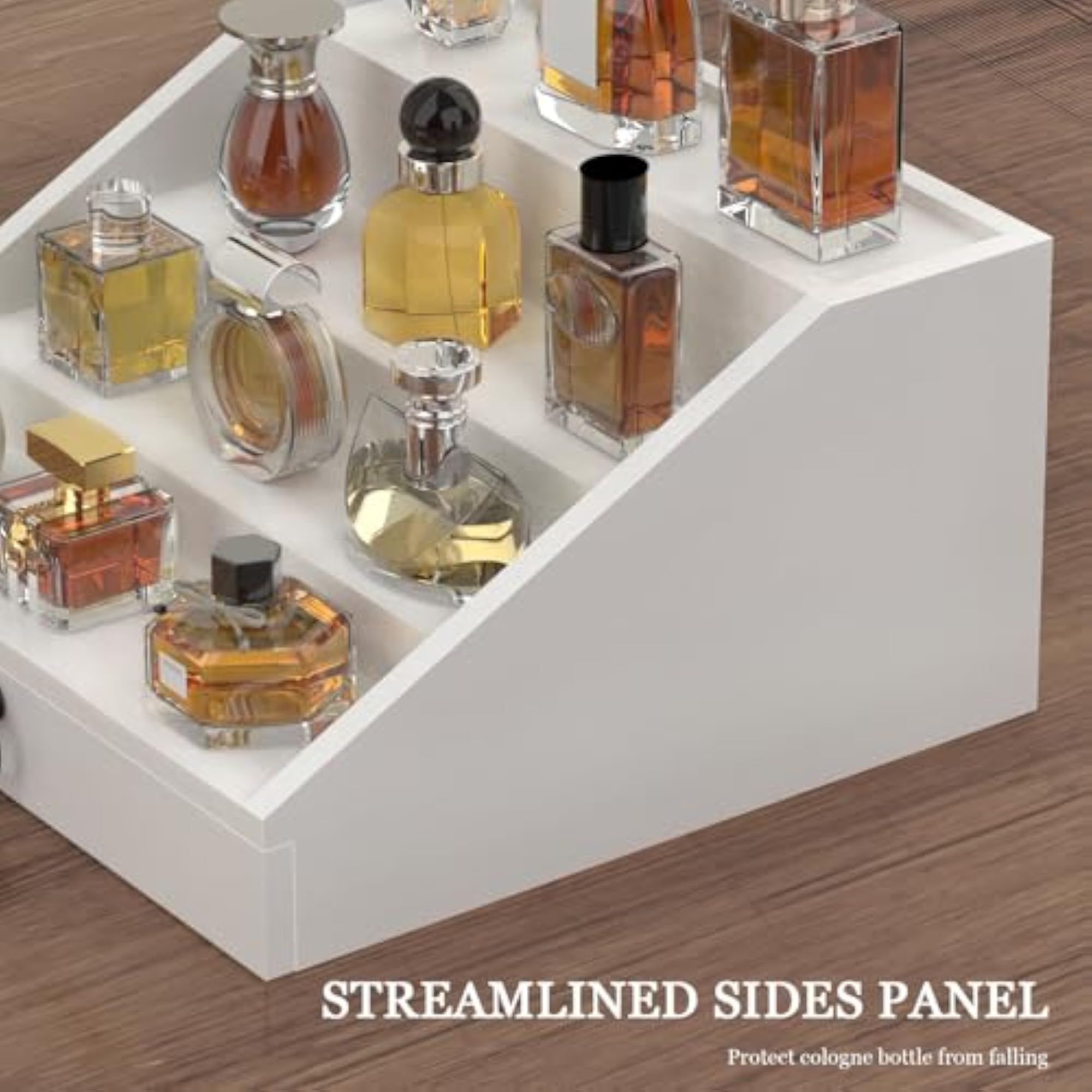 Wooden Cologne Organizer for Men, 4 Tier