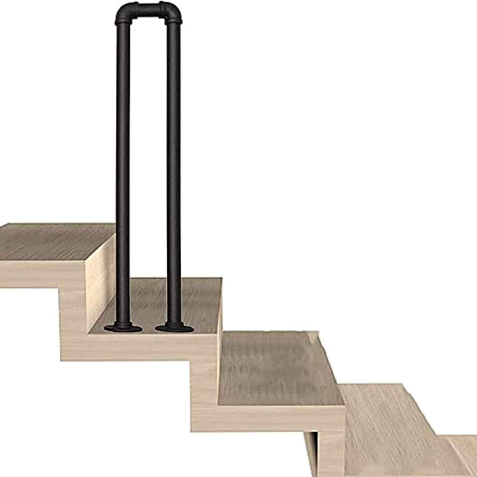 LQSYBHD U-Shaped Stair Handrail, Outdoor Staircase Railing, Matte Black Metal U Shaped Handrails for Indoor Stairs, Industrial Forged Iron Railing fFor Attic Garden Porch Stairs(Size:100cm/3.3ft)