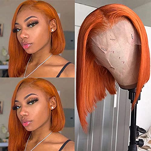 Perruque au carré roux HD lace wig 13x4 cheveux humains vierges short bob
