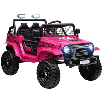 AIYAPLAY Kids Ride On Car, 12V Electric Car for Kids with 4 Spring Suspension Wheels, Parental Remote Control, Music Horn LED Lights, Pink