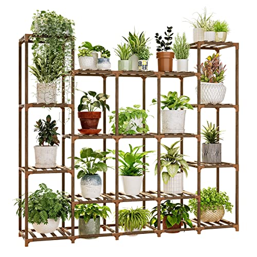 Bamworld Großes Pflanzenregal Indoor Pflanzenregal Outdoor Hoch Holz Pflanzenhalter für Wohnzimmer Mehrere Pflanzen Terrasse Balkon Garten… – Ansicht 1