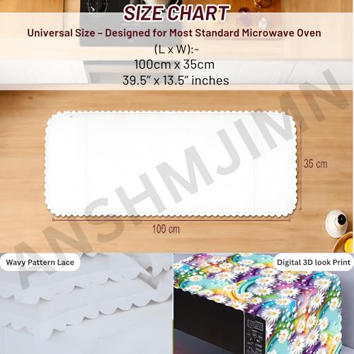 Image of Printed Microwave Oven Cover | Dustproof Waterproof Non-Slip Fabric Cover | Kitchen Decorative Appliance Protector | Kitchen Appliance Cover. (NightIngale)