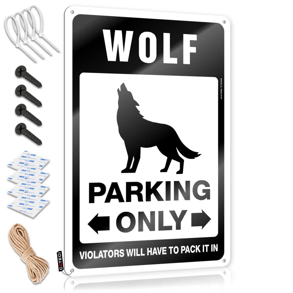 Krazmurongd One Color Wood Plaque Hanging Sign Wolf Parking Only Tin Sign Vintage Decor Room Stuff(20X30cm)
