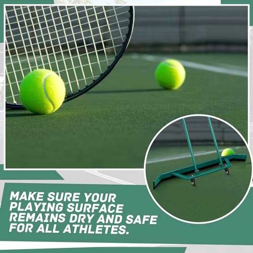 Leyndo Sport Tennis Court Squeegee 55.1x9.5x46.5 Inches Floor Squeegee Heavy Duty with Handle Aluminium Alloy, Green Wheel Commercial Water Remover Professional Accessories Squeegee Broom by Leyndo - Image 6