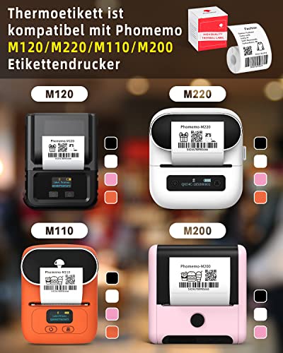 Phomemo M220 Druckeretiketten für M220 M250 M221 M120 M150 M108 M110 M421 Etikettendrucker, Mehrzweck-Barcode, Lebensmittel, Kleidung, Name, Adressetiketten, 1 Rolle, 50x80mm,100 Etiketten/Rolle
