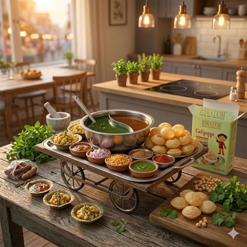Image of BOGATCHI Ready-to-Eat Pani Puri Pellets 400g | Fry or Microwave Golgappa Papad | Instant Pani Poori Kit | Crispy & Hygienic Street Food Snack | Made with Premium Ingredients | Jumbo Family Pack