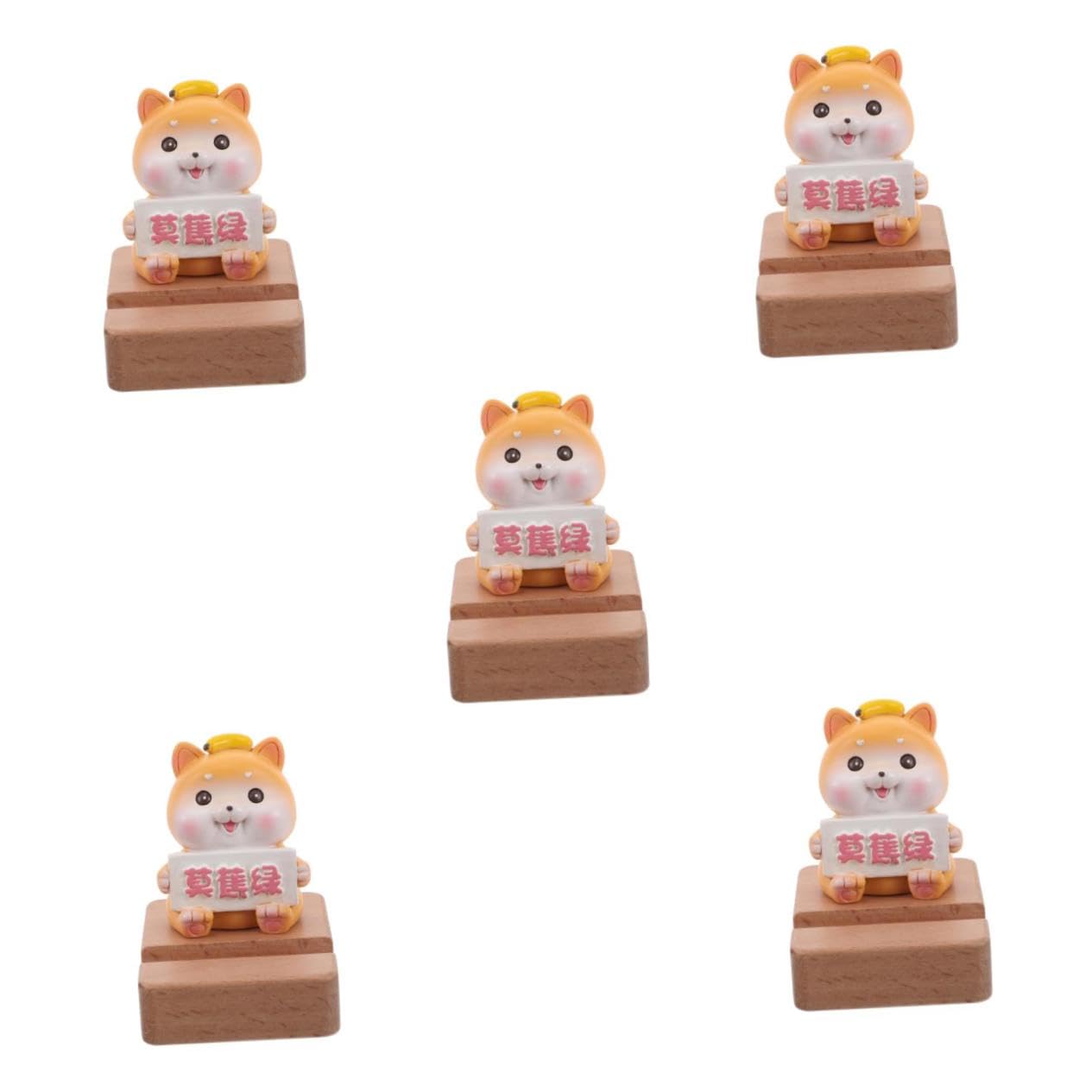 5 Pezzi Supporto Telefono Scrivania Piccolo e Stabile con Statua Cane Shiba Decorazione Vivace per Smartphone per e Casa