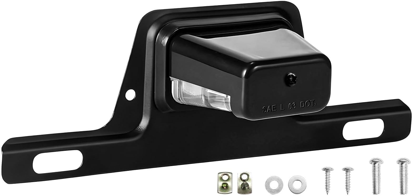 LED License Plate Light, 12V DC Car Tag Lamp Bracket Mount with Drainage Hole, Waterproof ABS Housing License Plate Lighting Holder for Cars Trucks Trailers Boats