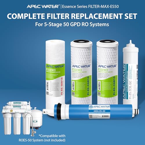 Image of APEC Water Reverse Osmosis Filter Replacement Set, 5-Stage RO System Filters, 50 GPD, For Essence Series ROES-50 Under Sink System