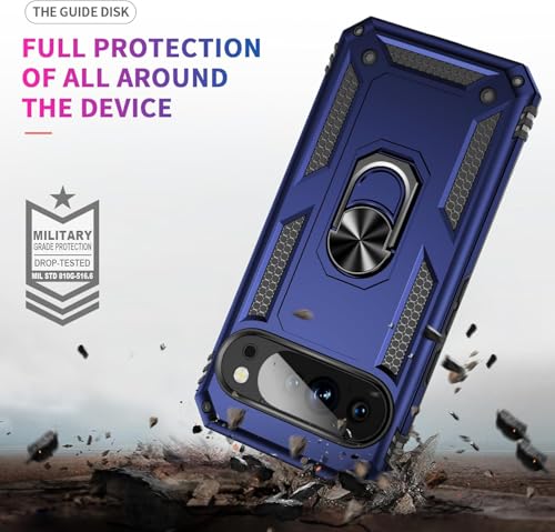 Image of REALCASE Google Pixel 10 Pro Back Cover Case | Heavy Duty Dual Layer Hybrid Shock Proof Armor Defender Ring Case Back Cover for Google Pixel 10 Pro 5G (Blue)