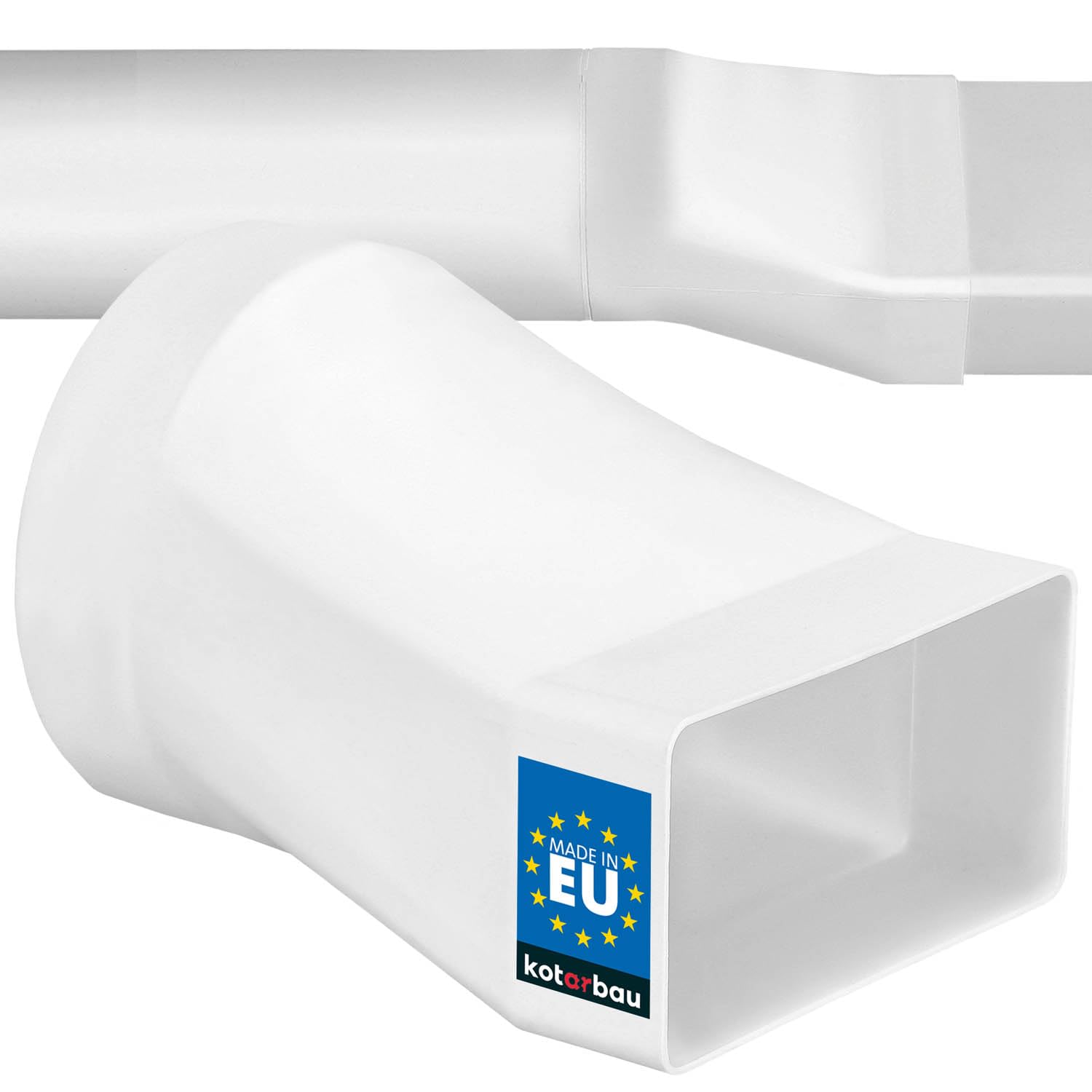 Kotarbau Weiß Kotarbau® Rectangular Pipe Connector 55 X 110 Mm For Round Pipe Diameter 100 Mm Plastic Adapter Pipe Connector Exhaust Duct Reducer For Ventilation Systems White Flat Duct To Round Pipe Transition