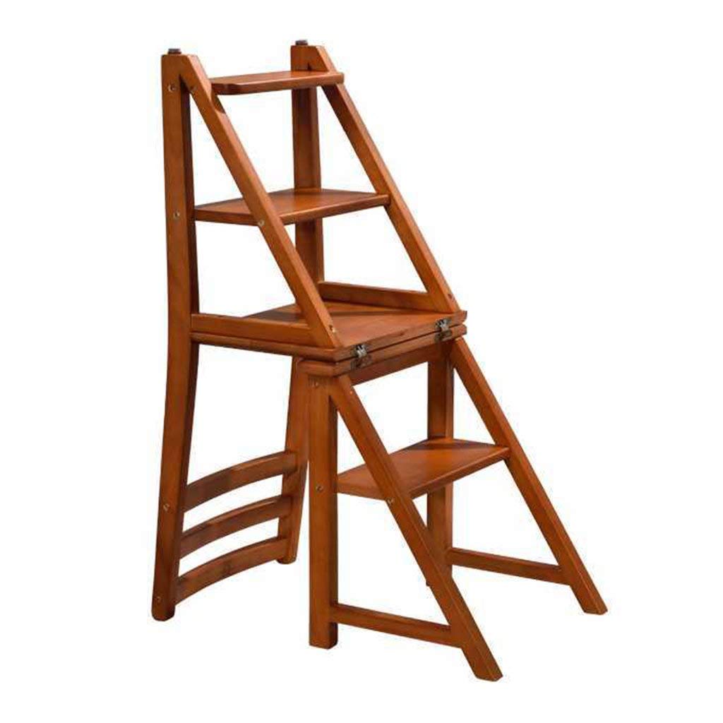 Escabeau de quatre étages pliant Ladfer grand marchepied compact teck