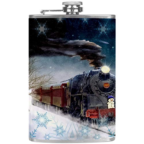 Flasque à whisky de poche en cuir rétro style train de neige - 2