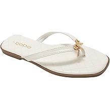 bebe Women's Sandals - Cute Flat Sandals for Women, Casual Shoes with Bow Charm