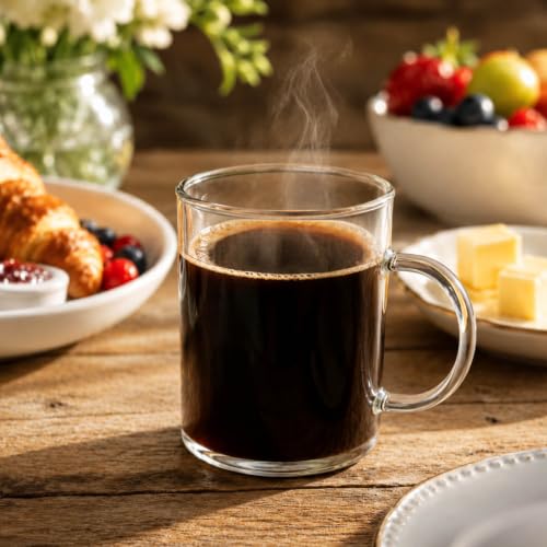 com-four® 6 szklanek do herbaty z uchwytem, 400 ml szklo borokrzemowe