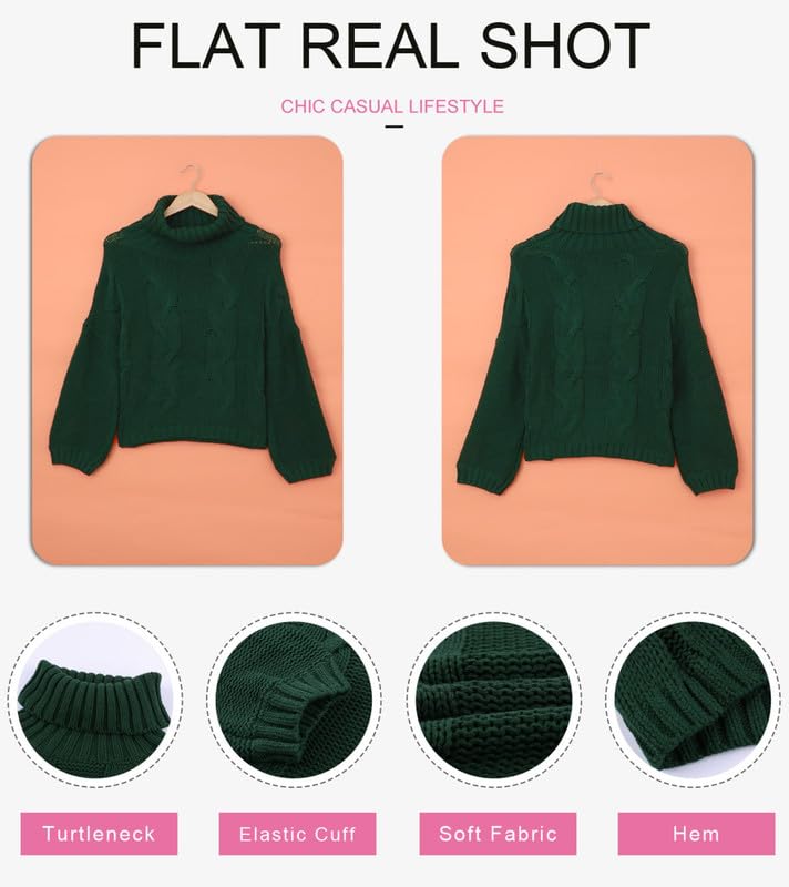 Image of Dokotoo Womens Sweaters Turtleneck Cable Knit Chunky Pullover Fall Outfits