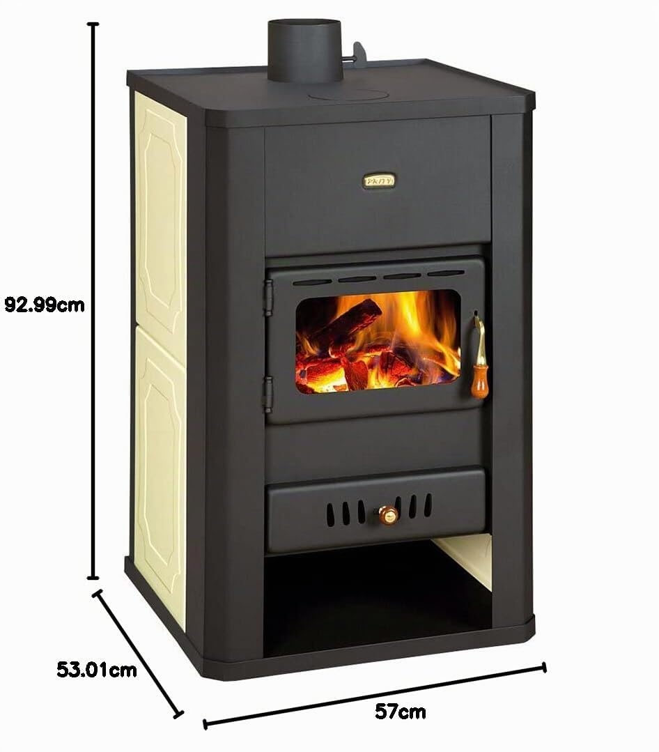 Stufa a legna con caldaia posteriore, caminetto multi-carburante Prity S3W17, 17+5 kW.