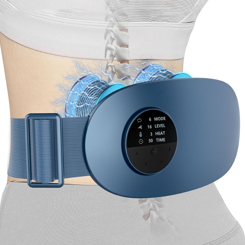 Back Massagers for Pain with Heat Heat Pads for Pain Relief Portable Heated Lower Back Massager with 3 Heating Levels for Knots Maia Cordless USB Rechargeable Muscular Back Pain Relief Products Blue
