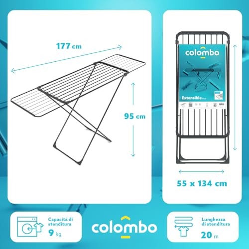Séchoir à linge extensible Colombo noir 20m idéal pour le balcon ou le salon - 4