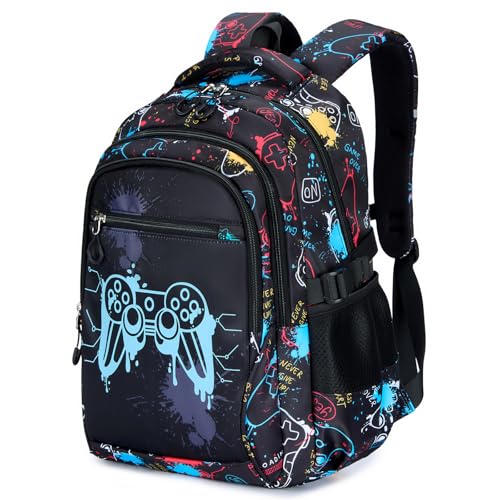 Amythe Zaino per Ragazzi - Scuola Elementare e Media - Zaino Ragazzo Grande Luminoso Notturno con Scomparto 15.6' Laptop, Ergonomico, Idrorepellente, Zaini Casual Adolescenti, Nero
