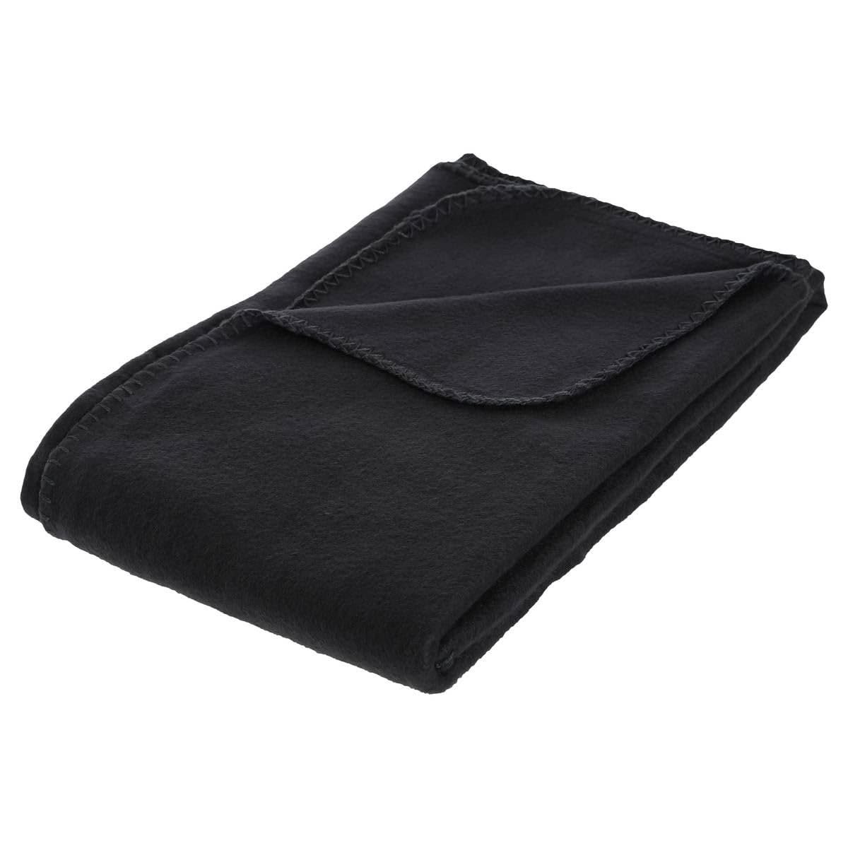 Couverture polaire noire 130x150 cm chaude et plaid isolant