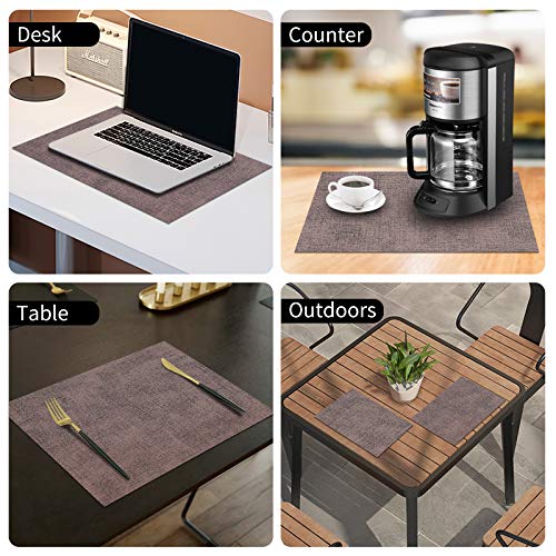Homing Faux Leather Heat Resistant Placemats Set Of 6 – Waterproof Wipeable Dining Pu Place Mats For Indoor & Outdoor, Easy To Clean -Brown #TOP5