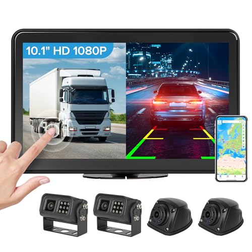 Image of WiFi GPS 6CH RV Backup Camera System with 10.1 inch HD Touchscreen Monitor,4x1080P Front&Rear&Side View Camera,IR Night Vision /IP69K Waterproof /Sentry Mode,DVR Video Recorder Kit for Truck,Trailer