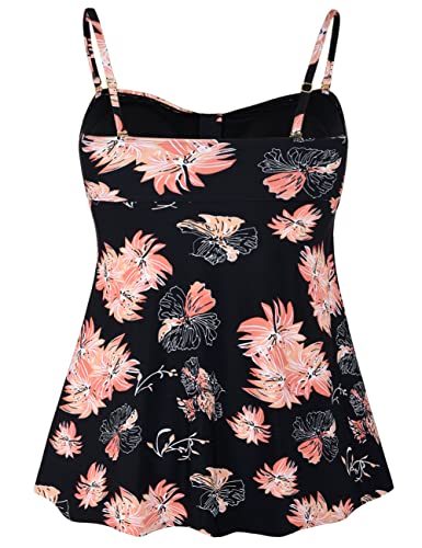 Image of Hilor Women's Flyaway Tankini Top Bandeau Swimsuit Flowy Bathing Suit Tummy Control Swimwear