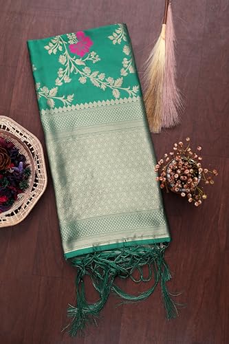 Image of DEVANGI Women's Woven Jacquard Banarasi Silk Printed Dupatta /Chunni with Meena Work, Width 1 Meter, Length 2.5 Meter
