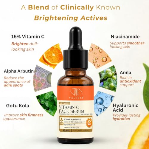 Image of Advanced 15% Vitamin C Face Serum, 10ml | 15% Vitamin C + 5% Niacinamide + 1% Alpha Arbutin brightens skin and fades dark spots , pigmentation. & even-looking skin