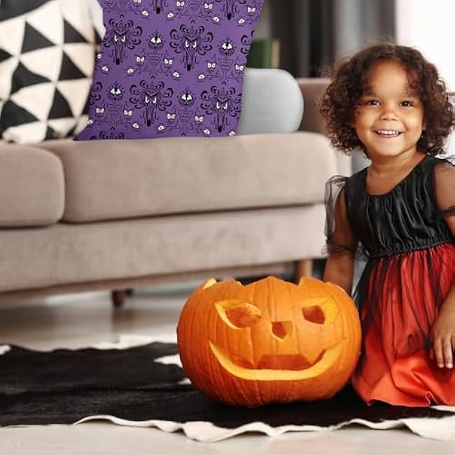 2Pcs Halloween Decorations Pillow Covers 18x18 Inches Haunted Ghost House Throw Pillow Cover Farmhouse Home Decor Indoor Outdoor Pillowcases for Sofa Cushion Cover Living Room Party Supplies