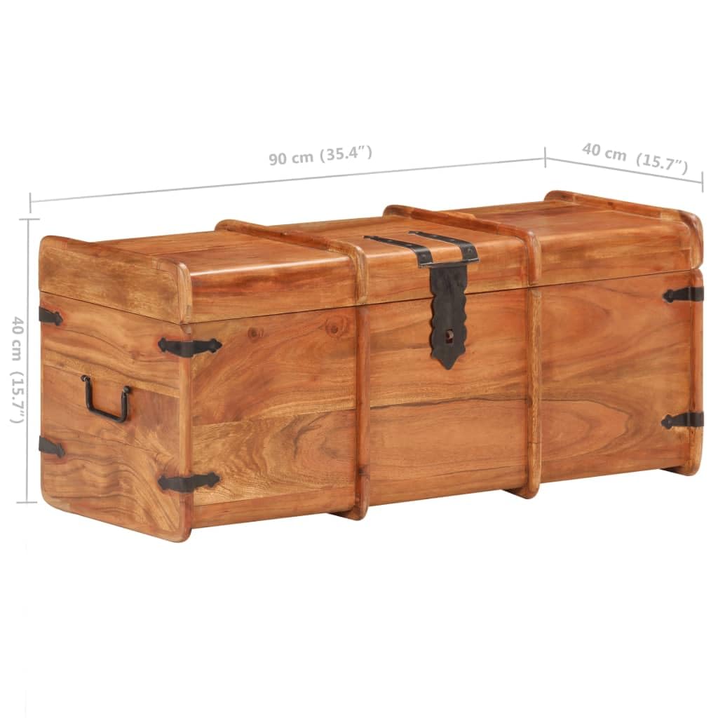 Baúl de madera maciza de acacia, 90 x 40 x 40 cm