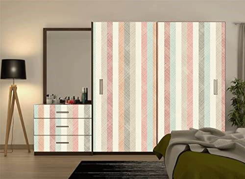 Image of CABANA HOMES Wall Stickers Botanical DIY Vertica Stripes Wallpaper for Home Decor (45 x 125 cm, 2 Rolls) (12 sq. ft) Decorative Self Adhesive Decal Living Room, Bedroom, Office, Multicolour