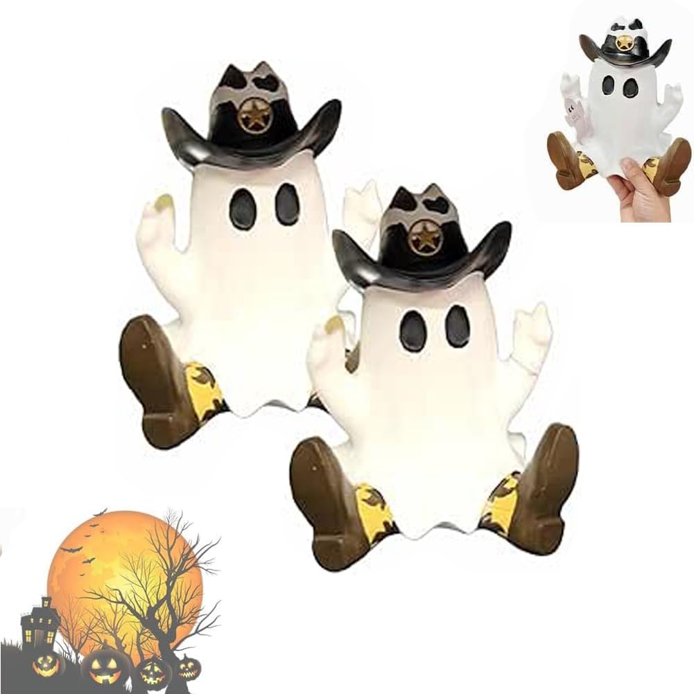 Figurine fantôme cowboy Halloween lot de 2 le cadeau idéal pour amateurs de déco insolite