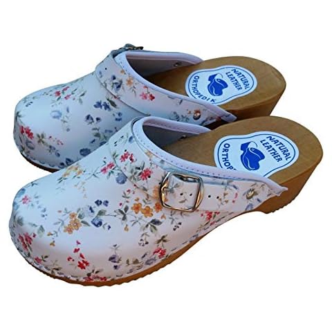 PAFOLI Women's Floral Wooden Clogs Sandals Cover